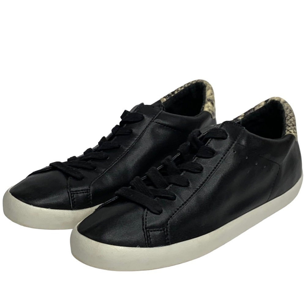 Banana Republic Black Leather Sneaker with Faux Reptile Accent on Heels Size 11